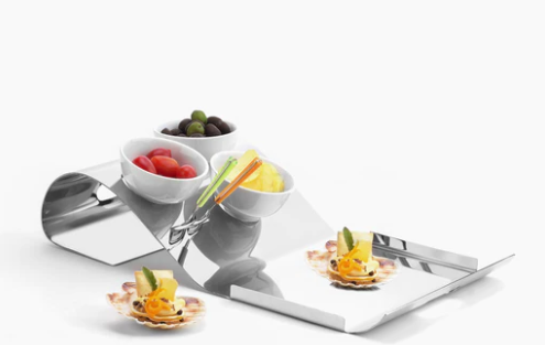 Surf-Wave-Tray, Appetizer-Plate, Stainless-Steel